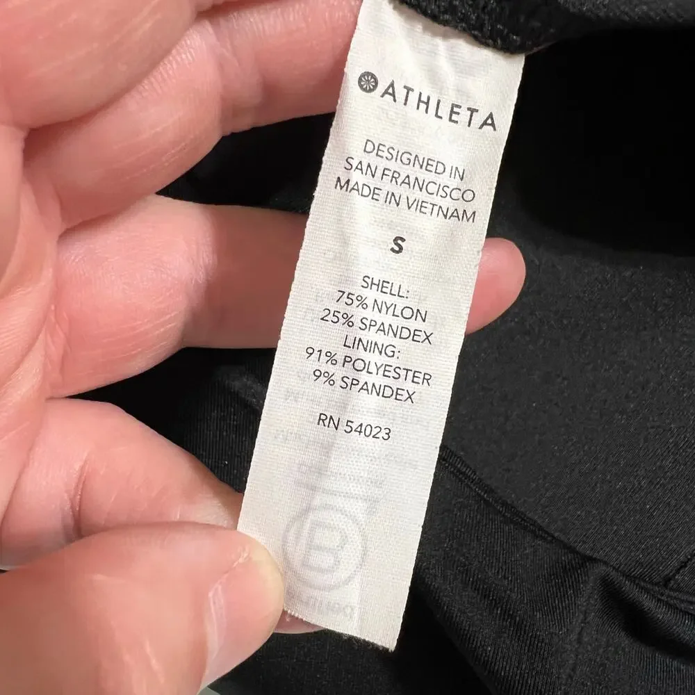 Athleta Womens Long Line Sports Bra Removable Pads Stretch Solid Black Small